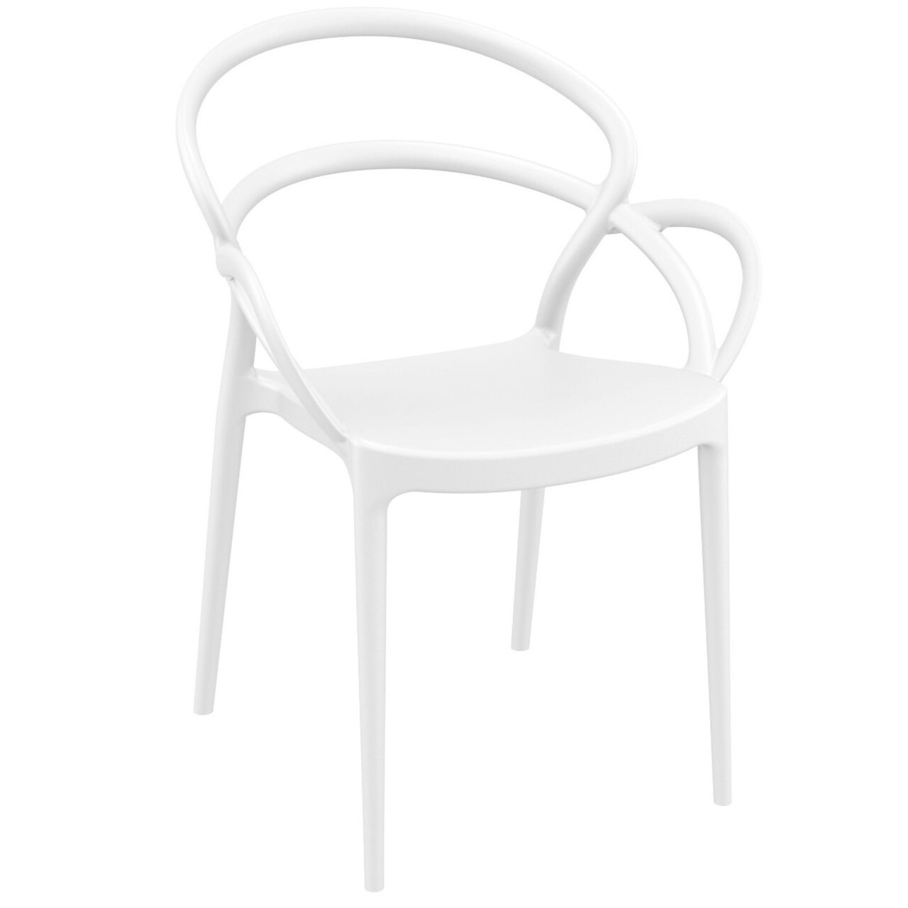Luxury Commercial Living 33" White Outdoor Patio Round Dining Arm Chair